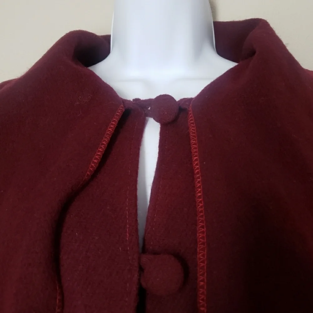 Pullover Poncho Cape with Scarf Fringed Hem
